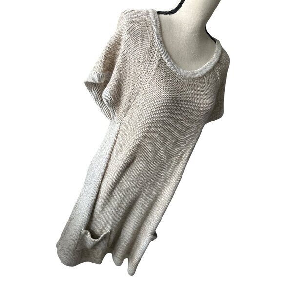 Style & Co. Sweater Tunic Rye Combo Tan Short Cap Sleeve Knit Pockets Size XL - Picture 3 of 4